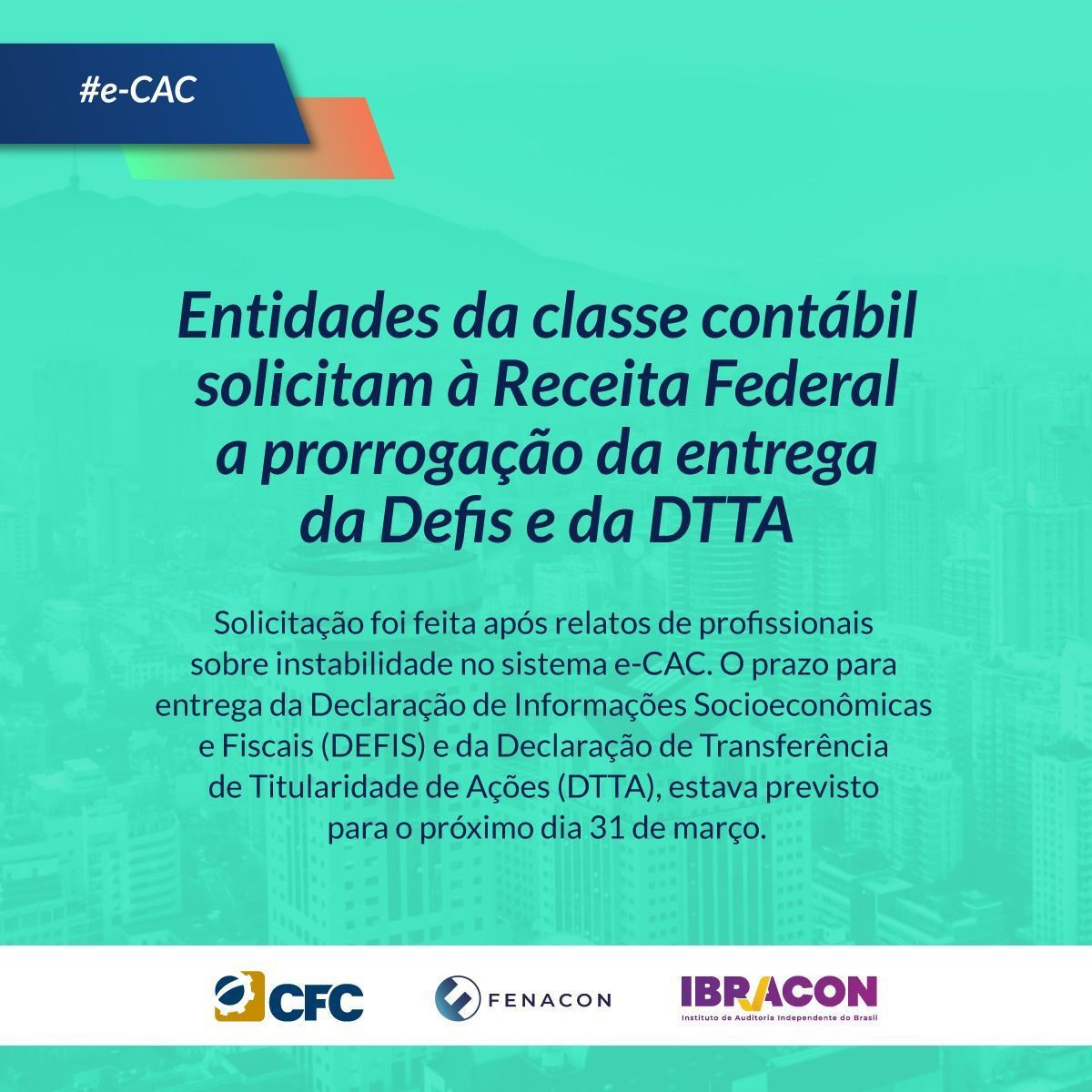 Entidades da classe contábil solicitam à Receita Federal a prorrogação ...